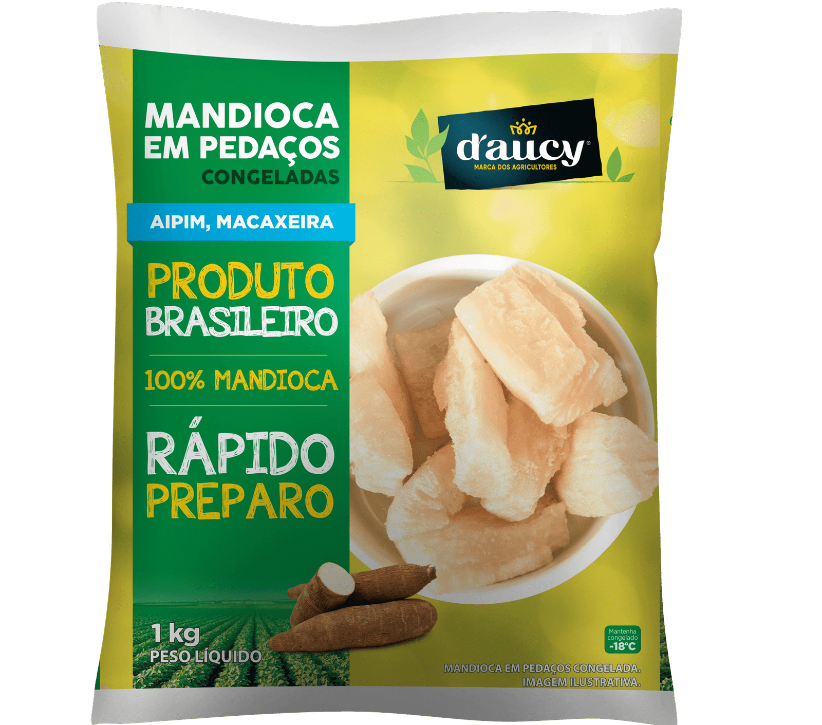 Mandioca Congelada em Pedaços Brasil 1kg