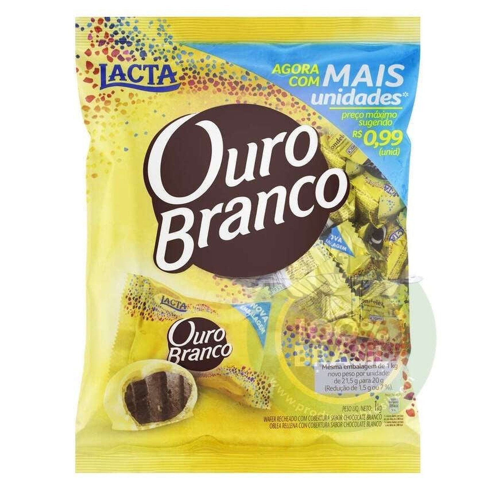 BOMBOM OURO BRANCO PACOTE 1KG