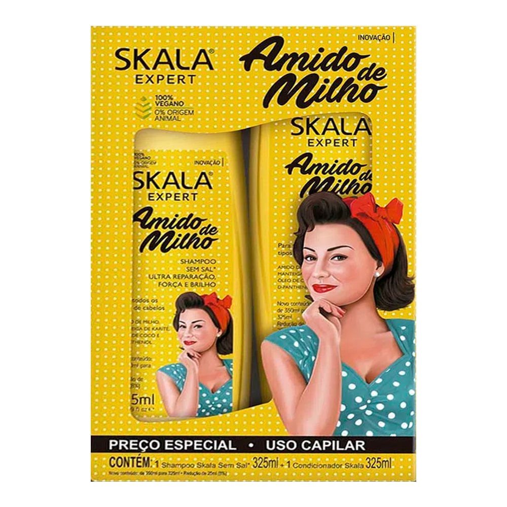 Kit Shampoo + Condicionador Amido de Milho Skala 325Ml