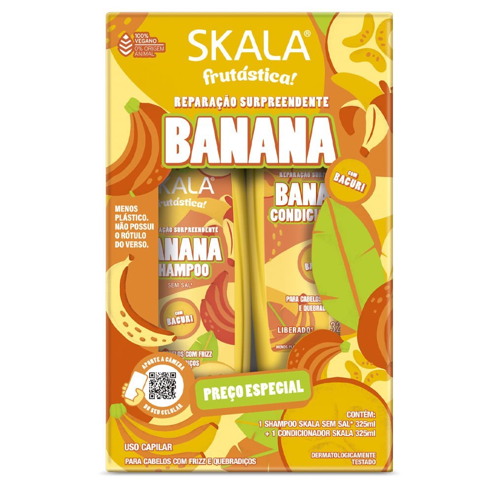 Kit Shampoo + Condicionador Banana e Bacuri Skala 325Ml