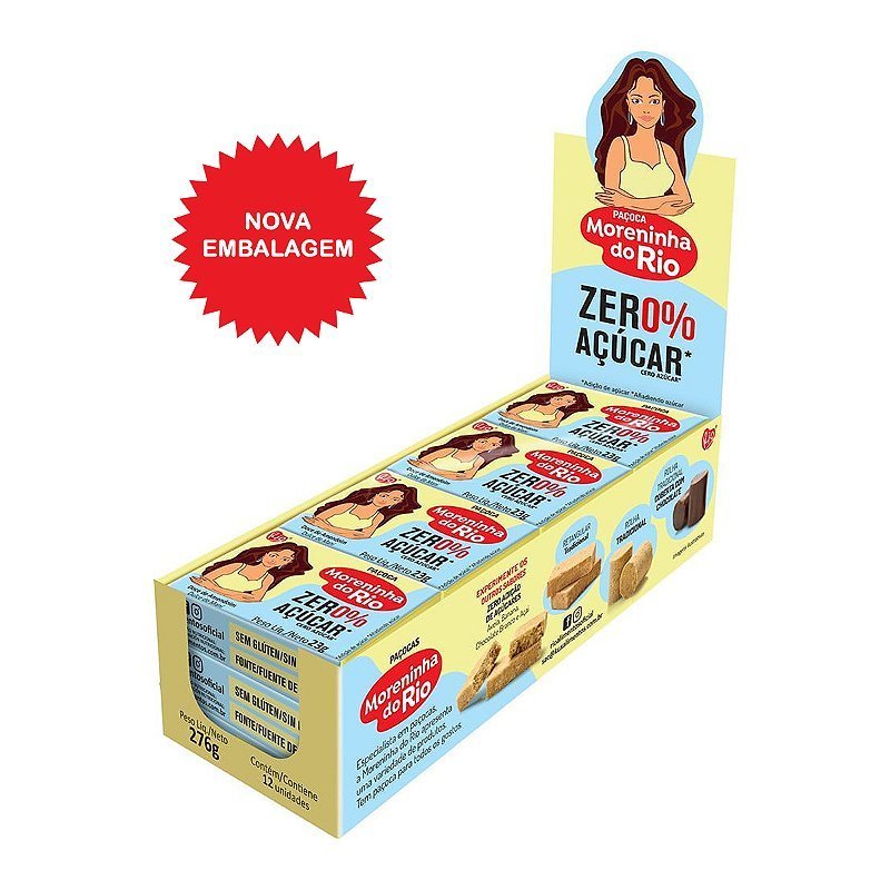 Paçoca Retangular Zero Moreninha do Rio Retangular 276G