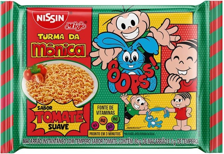 MACARRAO INST NISSIN TURMA DA MONICA TOMATE SUAVE 85G / NOODLES TURMA DA MONICA NISSIN POMODORI LEGGERE 85G