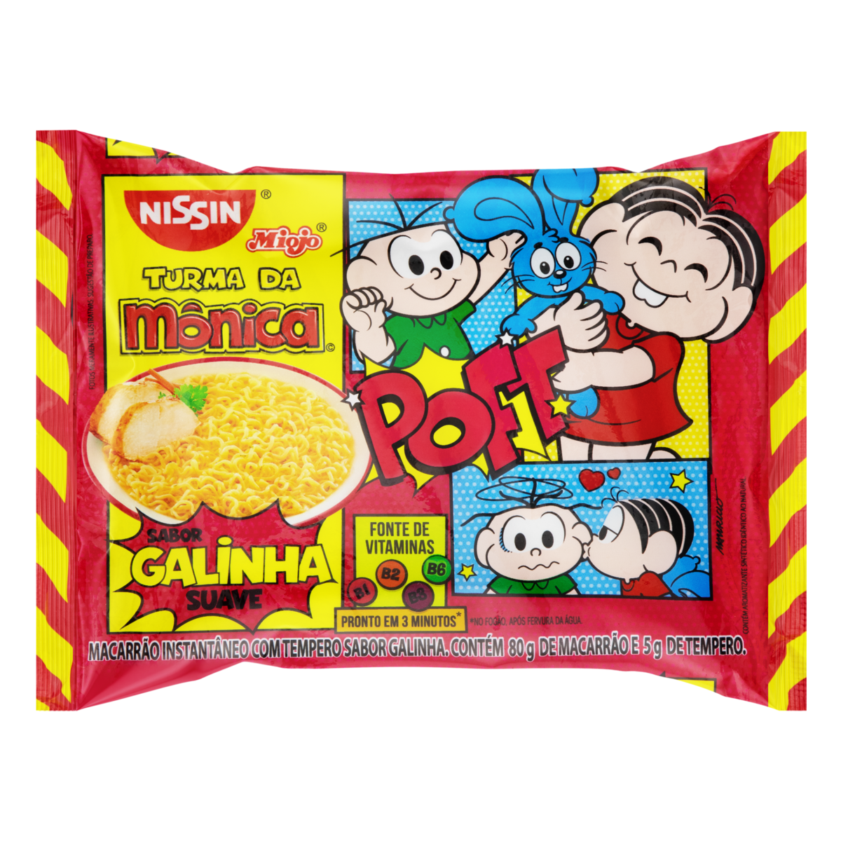 MACARRAO INST NISSIN TURMA DA MONICA GALINHA SUAVE 85G / NOODLES TURMA DA MONICA NISSIN GALINA 85G