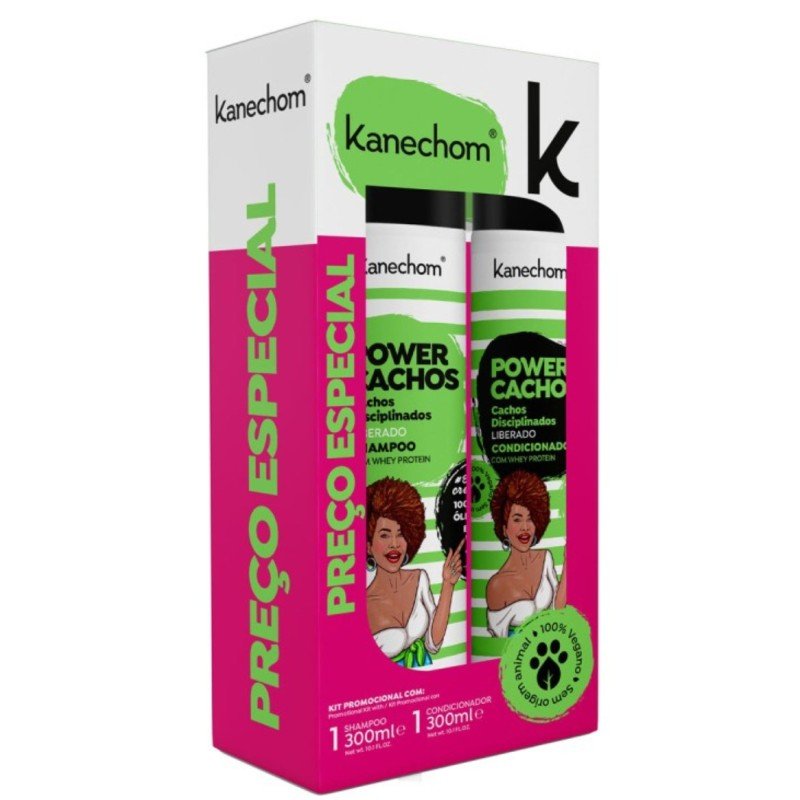 KIT SHAMPOO + CONDICIONADOR POWER CACHOS KANECHOM 300ML / KIT SHAMPOO + BALSAMO - TMJ Brasil Import