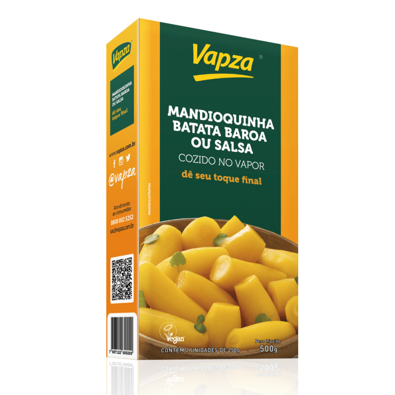 MANDIOQUINHA COZIDA AO VAPOR VAPZA 500G / MANIOCA COTTA A VAPORE VAPZA 500G